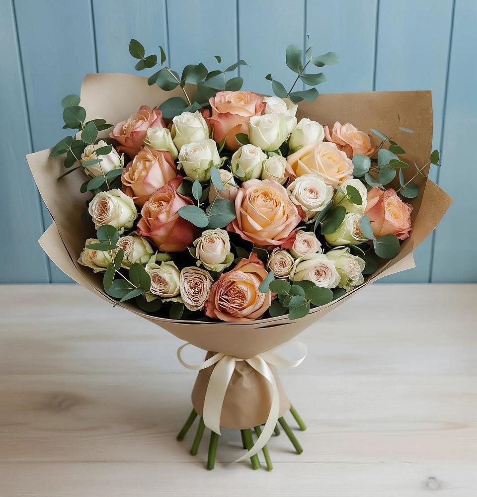 Букет цветов из: Альстромерии и Розы в Терезе