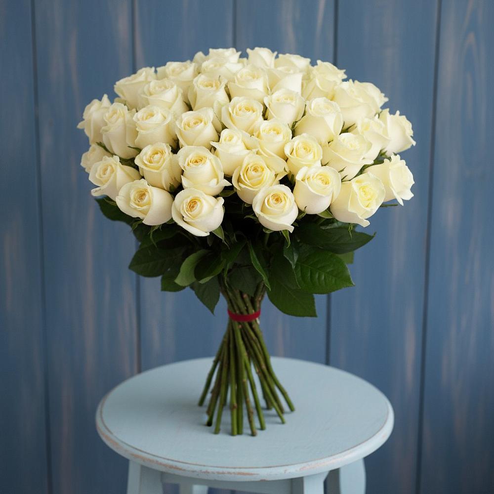 Букет 51 Белая роза Эдлесс Лав в Терезе