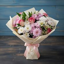 Букет цветов из:  Хризантемы, Альстромерии и Розы в Терезе