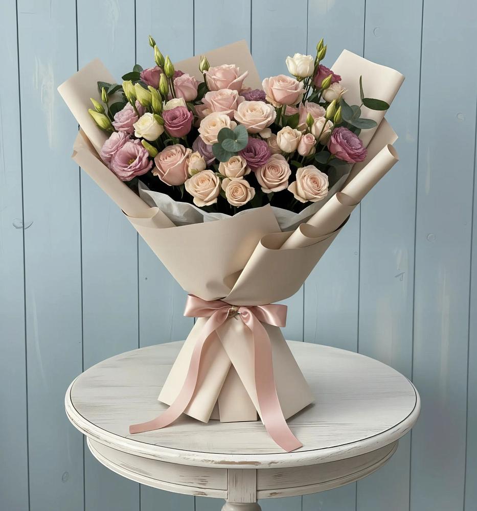 Букет цветов из: Розы и Лизиантусы в Терезе