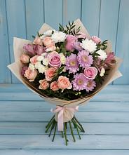 Букет цветов из:  Хризантемы, Розы и Альстромерии #REPLACE_PRED# Терезе