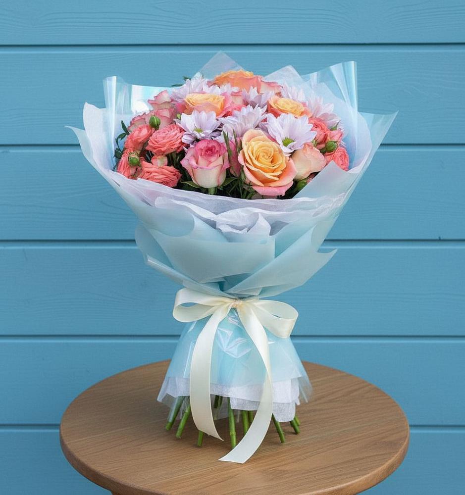 Букет цветов из: Хризантемы и Розы в Терезе