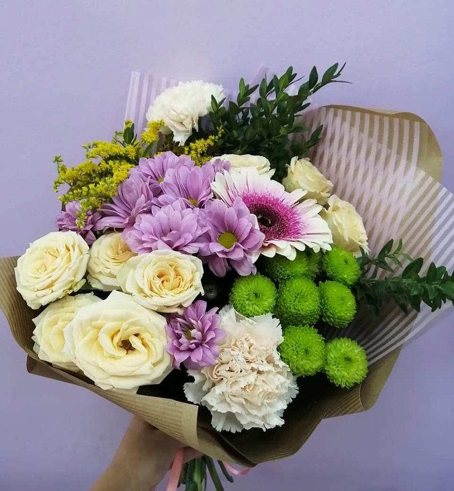 Букет цветов из: Хризантемы, Розы, Гвоздики и Герберы в Терезе