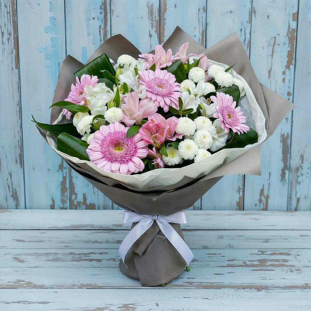 Букет цветов из: Герберы, Альстромерии и Хризантемы в Терезе