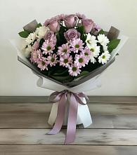 Букет цветов из:  Хризантемы и Розы #REPLACE_PRED# Терезе