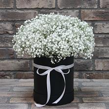 Цветочная композиция из Гипсофила в шляпной коробке в Терезе