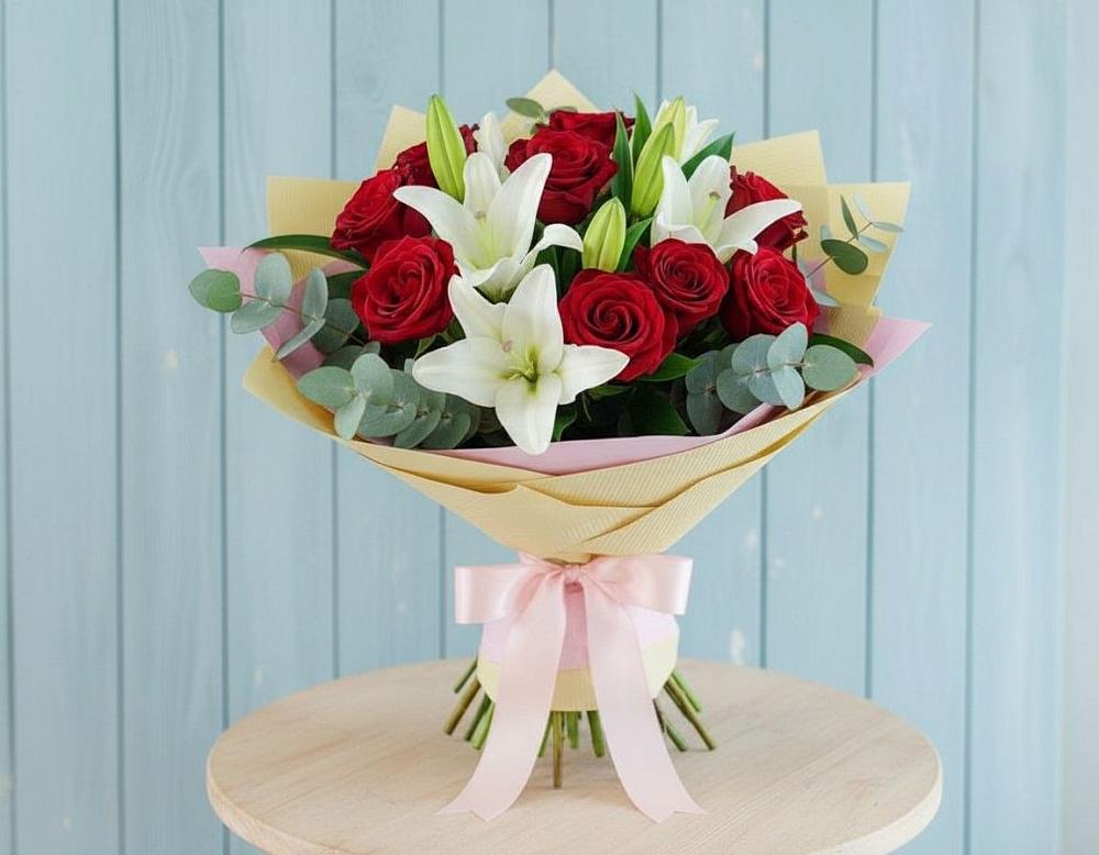 Букет цветов из: Лилии и Розы в Терезе